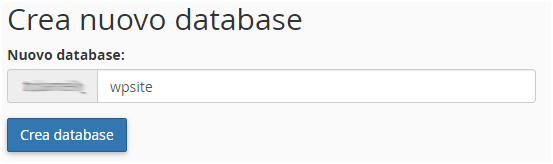 cPanel crea nuovo database
